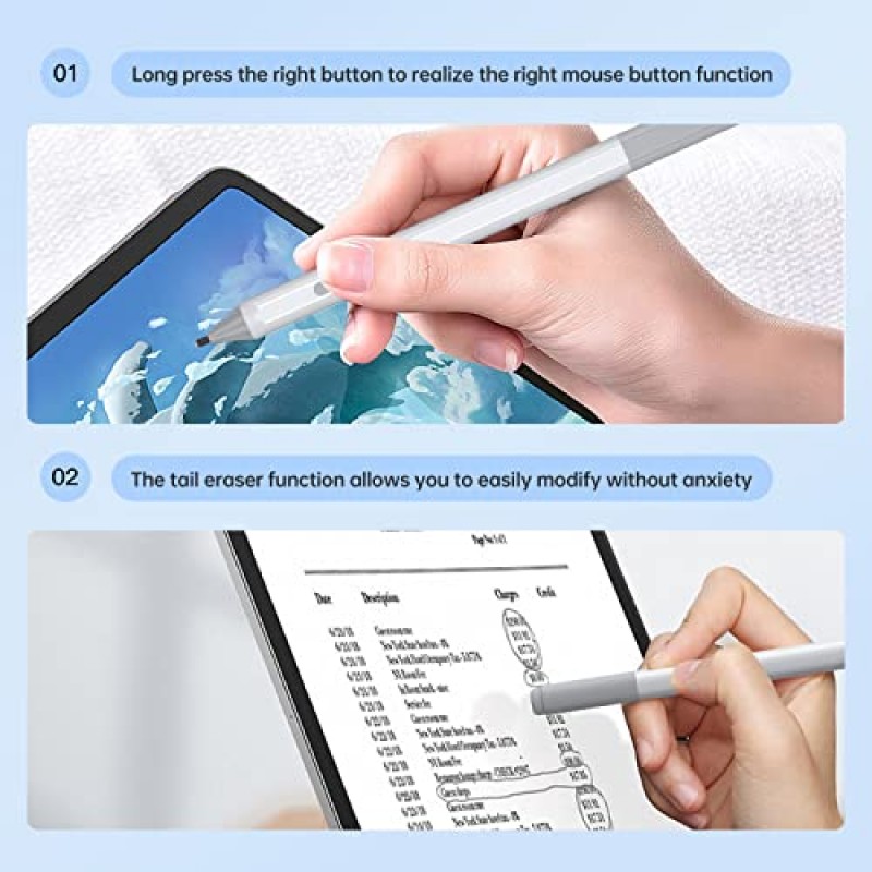 Surface 펜, Surface Pro 8/X/7/6/5/4/3/Surface 3/go/go 2/go 3/Book/노트북/스튜디오용 Surface Pro 스타일러스 펜, 햅틱 모터 감각이 있는 터치스크린 태블릿 펜, 핀포인트 정확성, 실시간 글쓰기