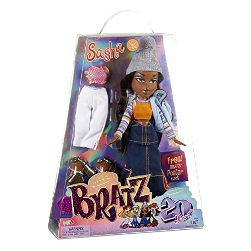 Bratz 20 Yearz 특별 기념일 에디션 오리지널 패션 인형 사샤(액세서리 및 홀로그램 포스터 포함) | 소장용 인형 | 수집가 성인과 모든 연령대의 어린이를 위한