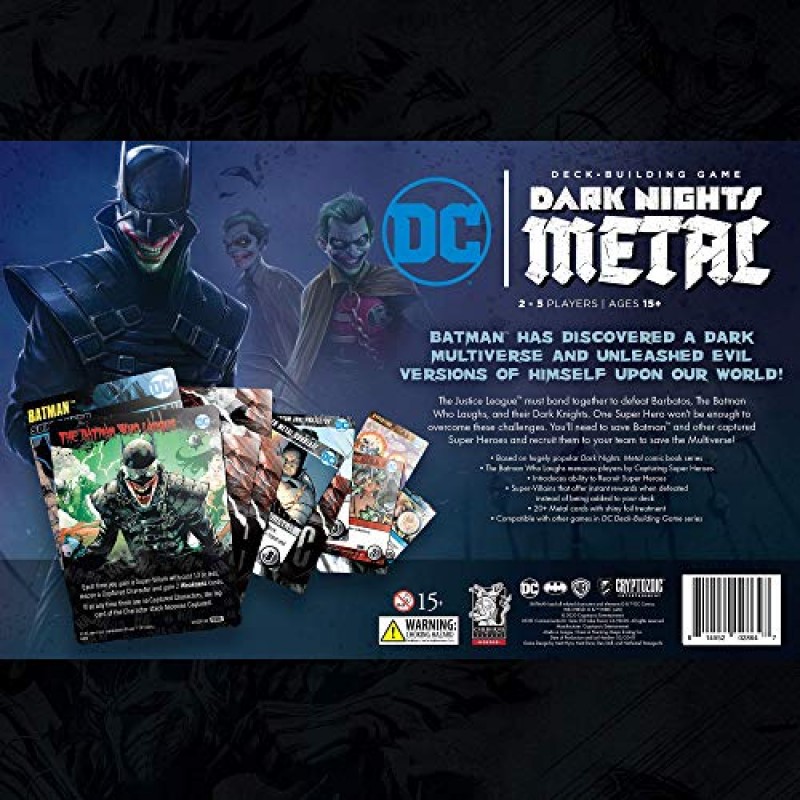 DC 덱 빌딩 게임 - Dark Nights Metal - 웃는 배트맨과 그의 다크 나이트를 물리치세요 - 2~5인용 - 15세 이상 - Cryptozoic Entertainment