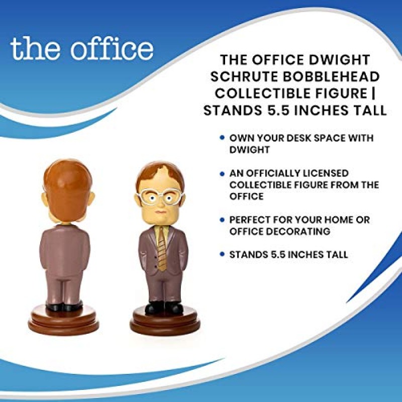 오피스 드와이트 슈루트 버블헤드 피규어 | 공식 The Office Bobblehead 드와이트 슈루트 | 사무용품 드와이트 데스크 장식 피규어 | 높이 5.5인치