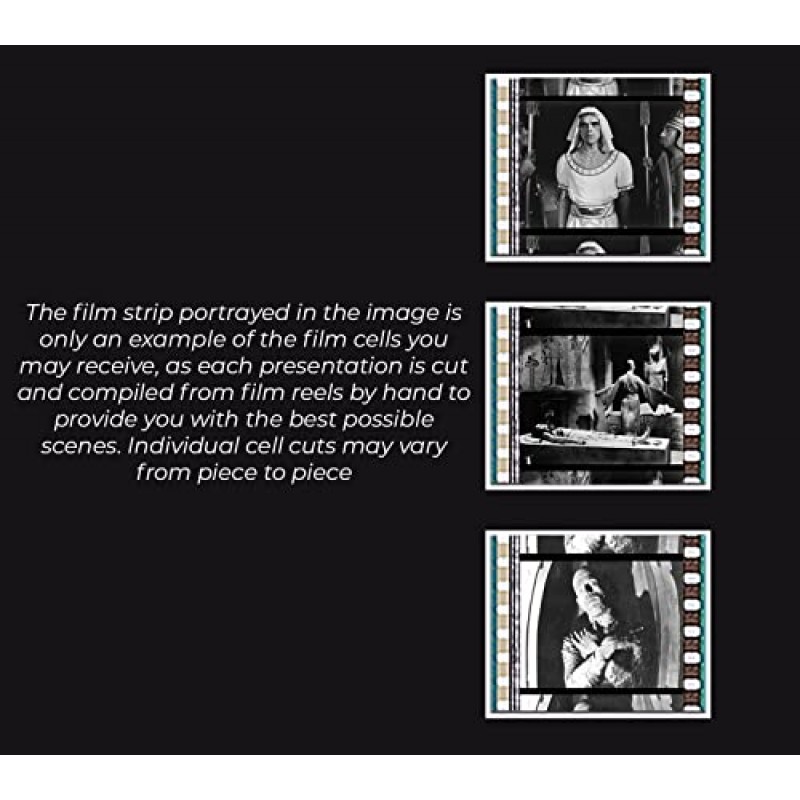미라(보리스 칼로프 1932) 유니버설 몬스터 FILMCELLS 액자 벽 예술 프레젠테이션 - 35mm 필름 클립 3개 - 13x11 - 희귀 수집품
