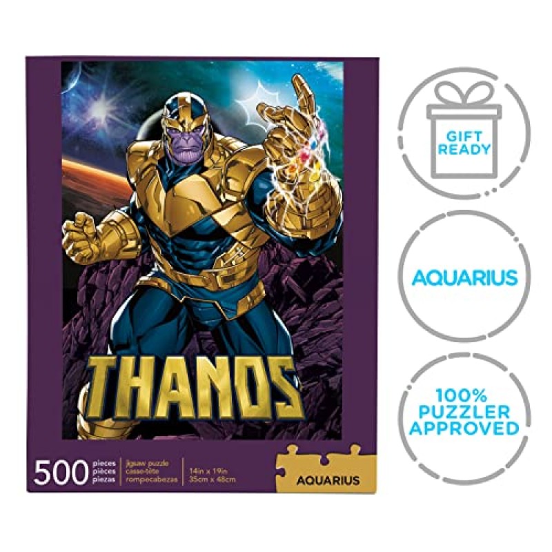 AQUARIUS Marvel Puzzle Thanos(500피스 직소 퍼즐) - 공식 라이센스를 받은 Marvel 상품 및 수집품 - 눈부심 방지 - 정밀 핏 - 14 x 19인치