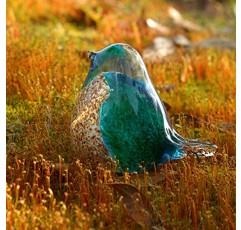 LONGWIN 수제 유리 새 입상 불어 예술 동물 조각 홈 인테리어 탁상 중심 장식