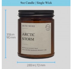 북극 폭풍 | Arctic Wicks 수제 향기로운 코코넛 밀랍 양초 | 천연 코코넛 밀랍 9oz 호박병 | 농가 양초 고품질 왁스 무독성 청정 연소 100% USDA 인증 바이오 기반
