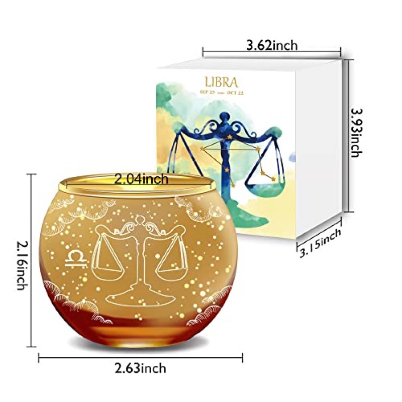 Aovila 천칭자리 선물 여성, 천칭자리 봉헌 캔들 홀더 Tealight 캔들 홀더 테이블용 수제 홈 장식, 어머니의 날 선물 조디악 선물 점성술 선물 여자 친구를 위한 생일 선물