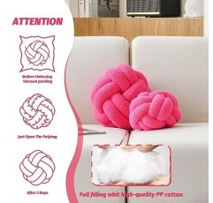VBGYA 매듭 베개 공, 11 인치 핫 핑크 장식 던지기 베개, 대형 소프트 라운드 플러시 매듭 베개, 홈 장식 침실, 소파, 의자를 위한 귀여운 수제 매듭 반구 베개