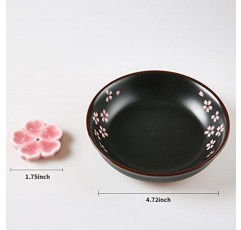 2개 세트, 둥근 모양의 일본 세라믹 수제 귀여운 벚꽃 향 스틱 홀더 또는 향 버너 홀더, 독특한 재 포수 향 트레이 및 장식 선물