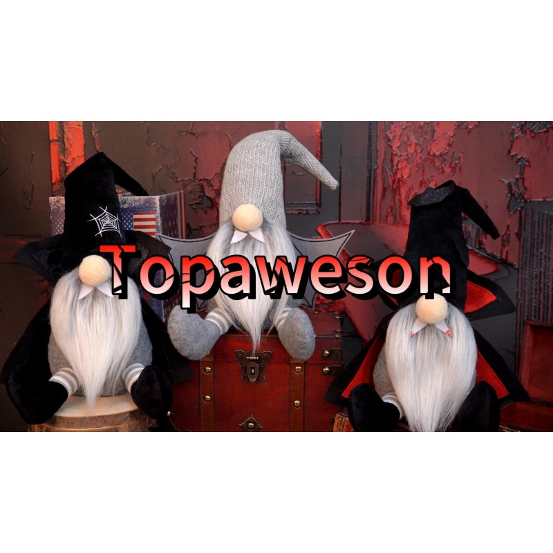 Topaweson 할로윈 뱀파이어 격언 장식, 박쥐 격언 플러시 엘프 장식, 홈 할로윈 데이 파티 테이블 장식 선물을위한 수제 스웨덴어 Tomte Gnome 스칸디나비아 장식품.