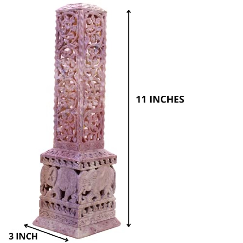KC KULLICRAFT 수제 대리석 동석 향로 | 캔들스틱 홀더 | 티 라이트 버너 - 코끼리 조각 장식 집 및 주방 장식(3 x 3 x 11인치)