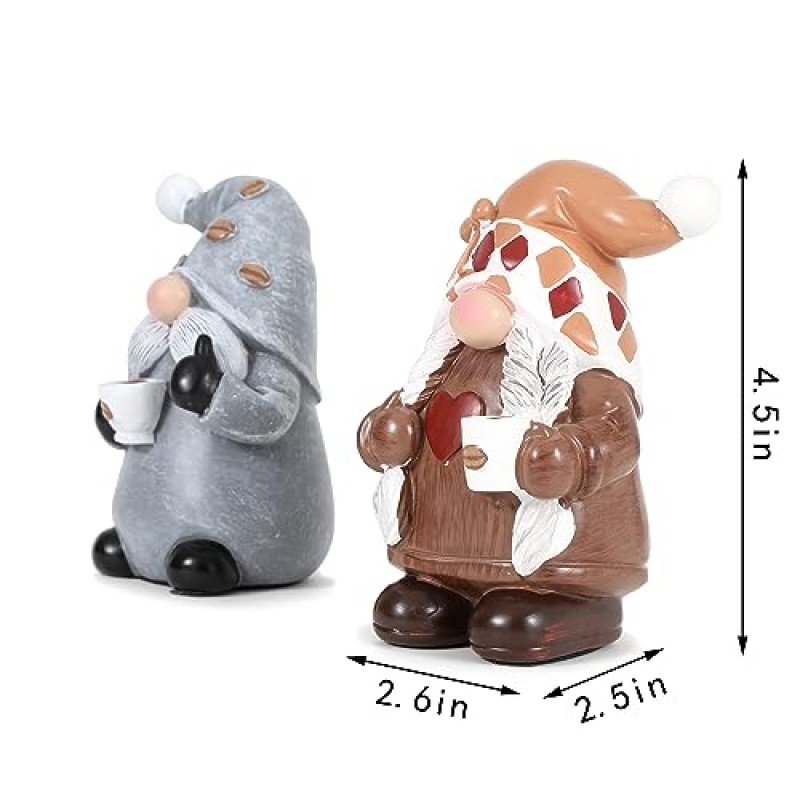 FriyGardcn 귀여운 2 PCS Gnomes 동상 커피 장식 Gnomes 인형 추수 감사절 선물 테이블 장식 수제 Gnomes 조각 홈 장식 커피 매장 Gnomes 홈 장식