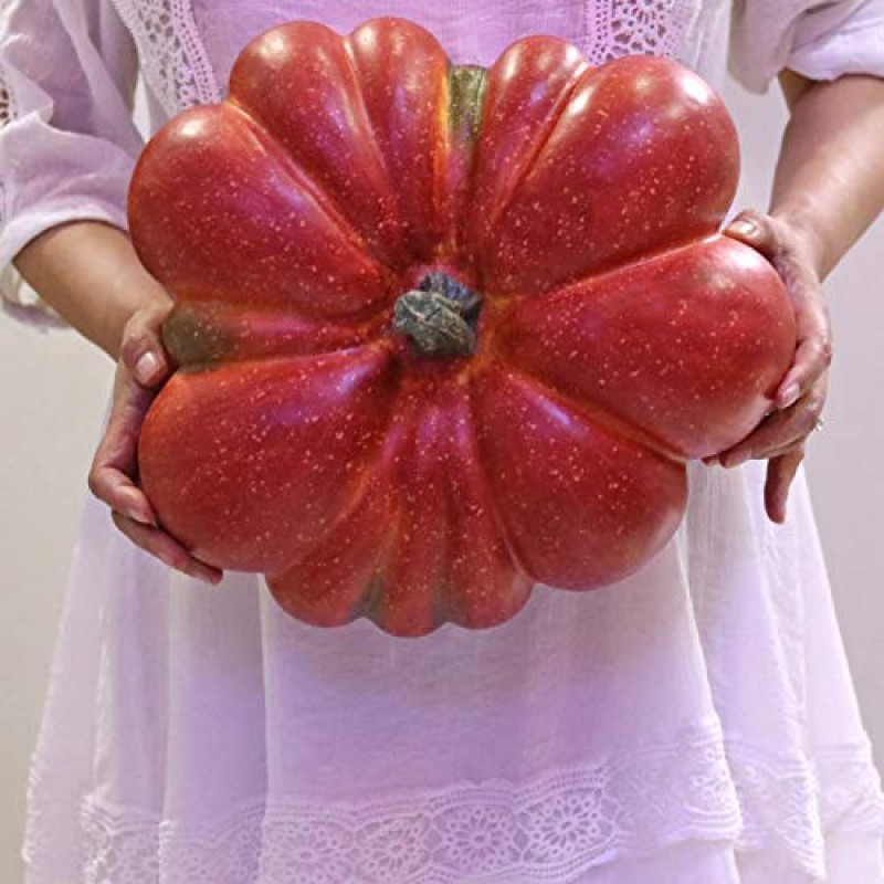 WsCrofts 대형 인공 호박, 가을 수확 축제 추수 감사절 할로윈 장식(주황색 얼룩)을 위한 12.6인치 손으로 만든 가짜 호박