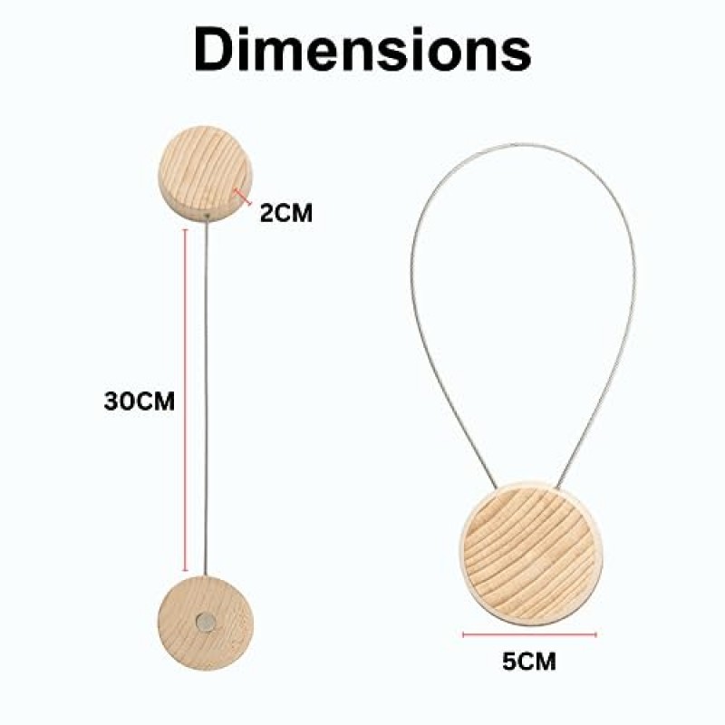 목재 커튼 타이백 2개 수제 세트 - 창문용 자석 커튼 홀더, 벽 커튼 - 침실, 거실, 오두막, 농가용 현대 커튼 홀드백 - 미적 홈 장식 및 액세서리