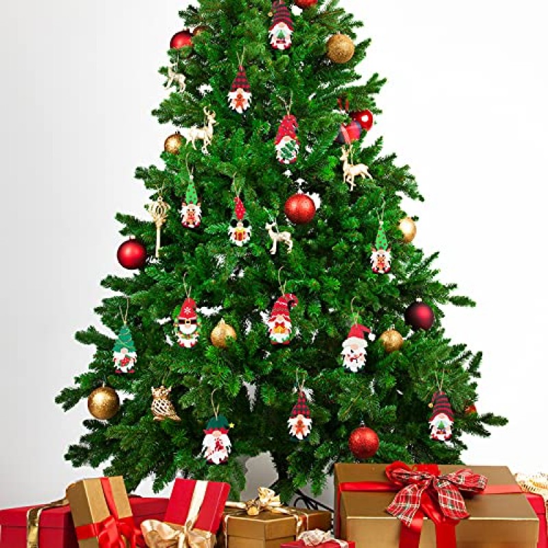 Haooryx 31Pcs 크리스마스 그놈 매달려 나무 장식품, 산타 나무 수제 장식 크리스마스 트리를위한 그놈 축제 선물 크리스마스 파티 장식 용품에 대한 밧줄로 펜던트 태그를 장식
