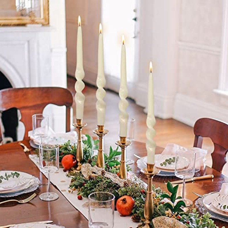나선형 테이퍼 촛대 무향 수제 양초 결혼식 저녁 식사를위한 흰색 트위스트 양초 가정용 파티 홈 장식