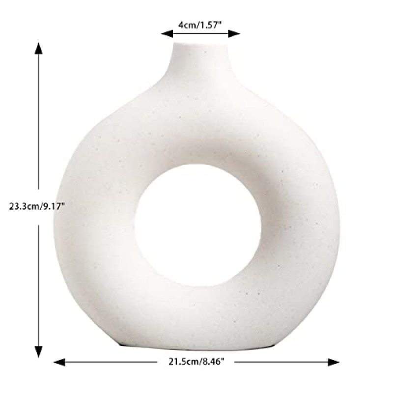 Acasimo 대형 세라믹 꽃병 수제 둥근 꽃병 장식 꽃병 홈 오피스 장식 (도넛) 장식품 세트
