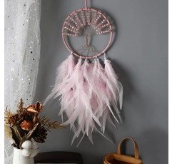 Houglye 생명의 나무 드림 캐처 - 핑크 드림 캐처 소녀들을 위한 벽 장식, 수제 크리스털이 있는 Boho 웨딩 파티 홈 장식을 위한 벽걸이 장식품