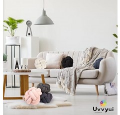 Uvvyui 매듭 베개 공, 부드러운 홈 장식 둥근 매듭 베개, 침실, 소파, 소파(핑크, 중간-10인치)용 수제 변형 베개 플러시 바닥 쿠션