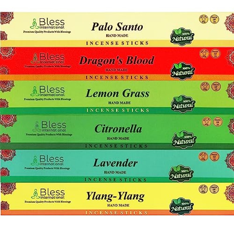 Bless-International-Frankincense-and-Myrrh-Patchouli-Rose-Sandalwood-Nag-Champa-White-Sage-Lemon-Grass-Citronella-Palo-Santo-Dragons-Blood-YLANG-YLANG-Lavender- Natural-Handmade- 향 -25x12