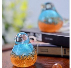 Hophen 아트 유리 새 입상 수제 불어 유리 종이 와이트 어머니의 날 선물 홈 장식품 (블루 오렌지)