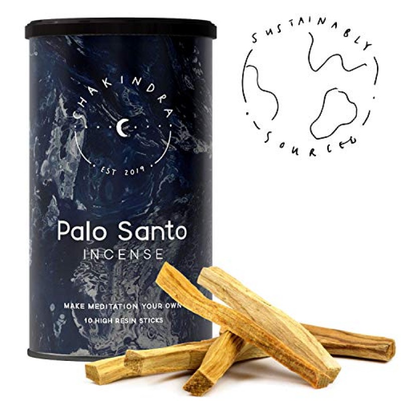 페루의 Palo Santo 향 스틱 — 정통 손으로 만든 스머징 스틱, 높은 향기, 천연 및 유기농 향 — 윤리적이고 지구 친화적이며 지속 가능한 재삼림 — 높은 수지 조각 10개