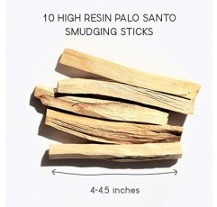 페루의 Palo Santo 향 스틱 — 정통 손으로 만든 스머징 스틱, 높은 향기, 천연 및 유기농 향 — 윤리적이고 지구 친화적이며 지속 가능한 재삼림 — 높은 수지 조각 10개