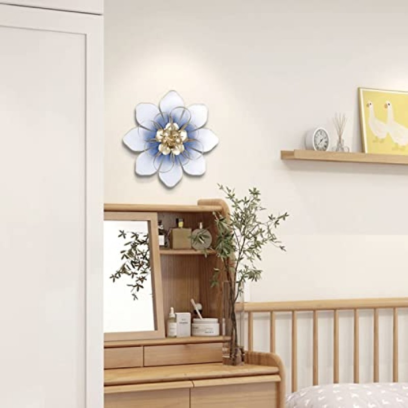 Reflinto 금속 꽃 벽 장식 - 마당, 정원, 침실, 거실, 욕실, 사무실에 적합한 3D 꽃 조각 벽 예술 장식 - 친구를 위한 수제 선물