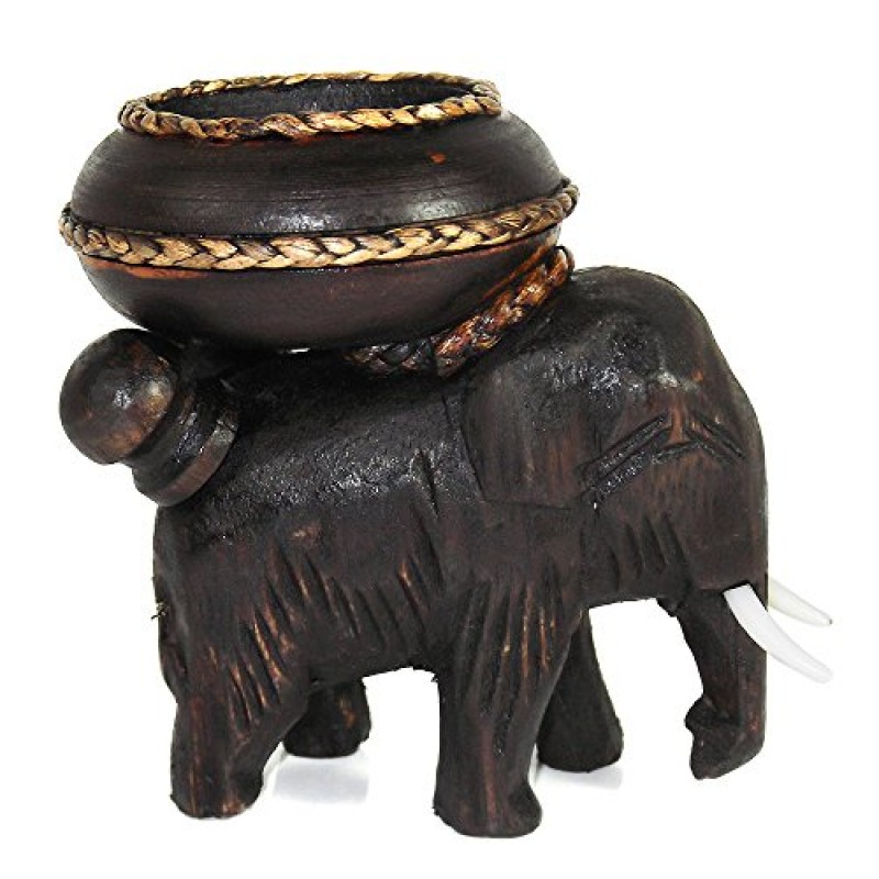 AeraVida 세 마리의 포즈를 취하는 코끼리 조각 비나무 나무 티 라이트 캔들 홀더 세트 | 장식 캔들 홀더 | 레인 트리 캔들 홀더 | 거실용 수제 홈 오피스 캔들 홀더
