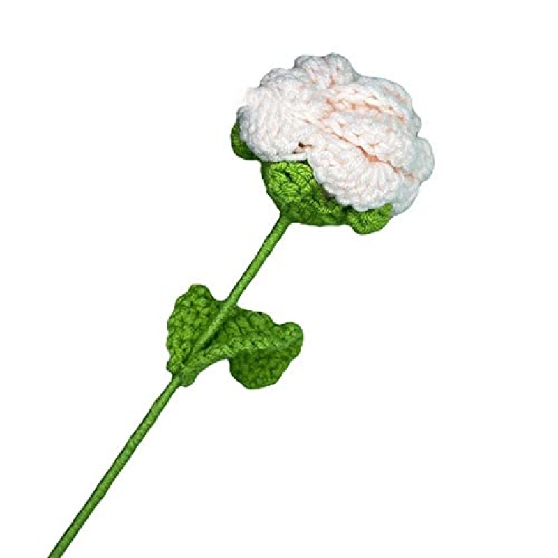 로맨틱 발렌타인, 웨딩 홈 장식을위한 수제 싱글 뜨개질 장미 꽃 짠 크로 셰 뜨개질 장미 꽃다발