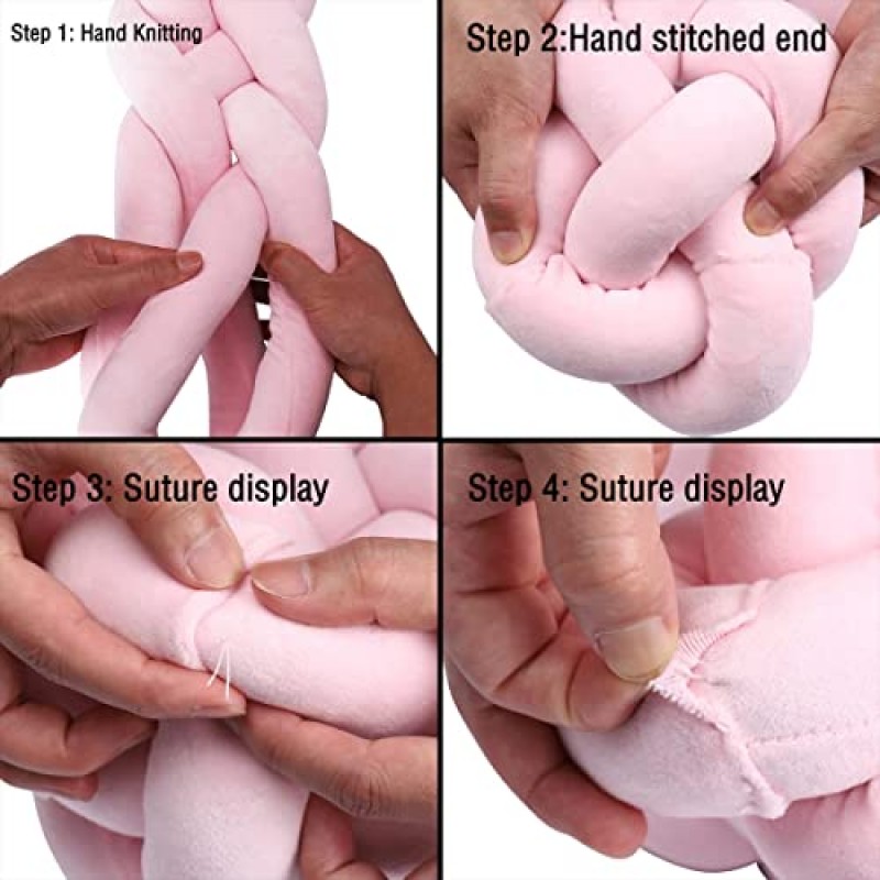 KOGITI 4 가닥 쿠션 부드러운 매듭 베개 수제 땋은 쿠션 장식 홈 소년 소녀 방 장식 선물 (라이트 카키, 118 인치)