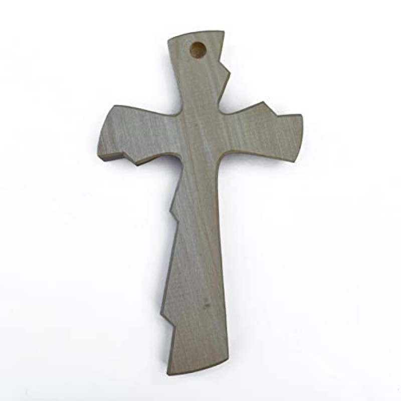 벽 장식용 나무 손으로 조각한 십자가, 수제 작은 소박한 십자가 벽 예술(7.87, 투명)