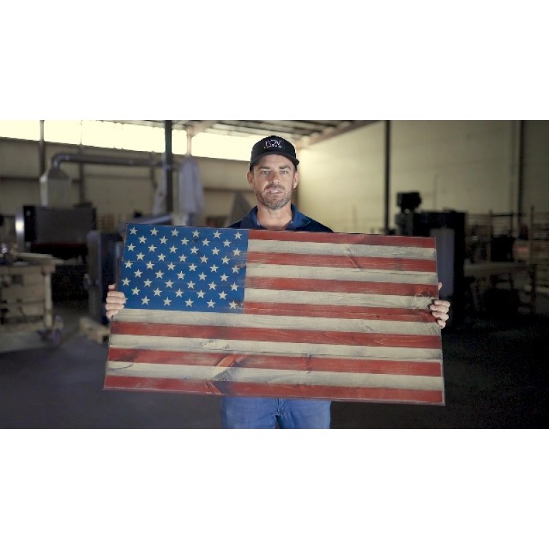 용맹 레거시 시리즈 목조 미국 국기의 깃발 | 미국 국기 벽 장식, 애국적인 벽 예술, Made in USA, 재향군인이 손수 제작, 걸 수 있음, 남성용 맨 케이브 룸 장식(중형, 16