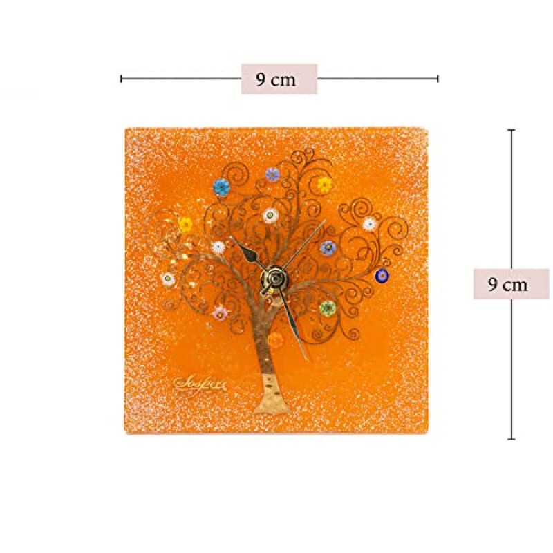 소스피리 베네치아 탁상시계 무라노 유리 무음 메커니즘, 머린과 금박 선물로 장식됨 이탈리아산 수제, 3,93