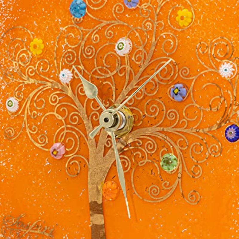 소스피리 베네치아 탁상시계 무라노 유리 무음 메커니즘, 머린과 금박 선물로 장식됨 이탈리아산 수제, 3,93
