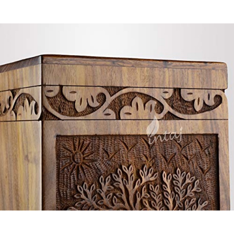INTAJ 인간 유골을 위한 수제 자단 항아리 - 생명의 나무 손으로 제작한 나무 항아리 - 재를 담는 장례식 화장 항아리(성인(250 Cu/in), 자단 나무)