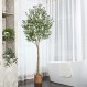 SOGUYI 인공 올리브 나무 수제 짠 바구니 화분이있는 7 피트 높이의 가짜 식물, 홈 오피스 실내 장식용 인공 바닥 식물 (2 개 세트)