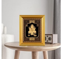 MOKSHA CRAFT 인도 신 힌두교 신 24K 금 도금 코끼리 동상 프레임 수제 디왈리 선물 금박 5.9 x 7.1…