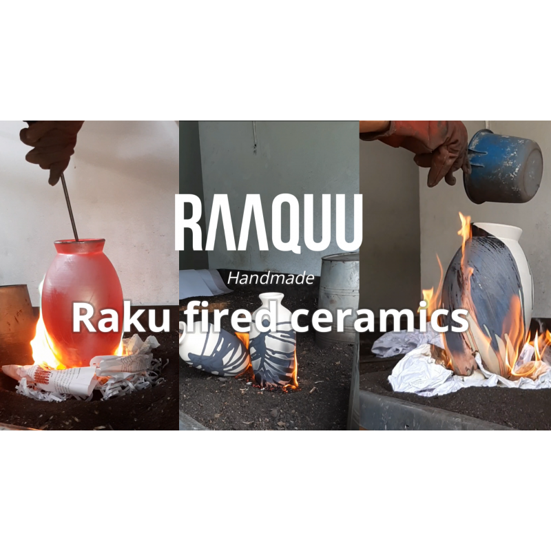 RAAQUU Koi 6.3인치 수제 세라믹 라쿠 꽃병 - 그녀를 위한 도자기 선물, 보호, 선물 상자, 엄마를 위한 선물, 신부 들러리 결혼 선물, 홈 데코 - CB