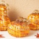 Glitzhome 3Pcs 수제 테이블 탑 유리 호박, 가을 할로윈 추수 감사절 장식, 오렌지에 대한 소장 조각 유리 호박