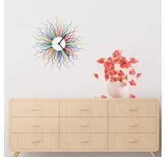16 인치 대형 다채로운 수제 벽시계, 현대 나무 벽 장식, 메두사 레인보우 멀티 컬러 시계 대형 (L) 사이즈