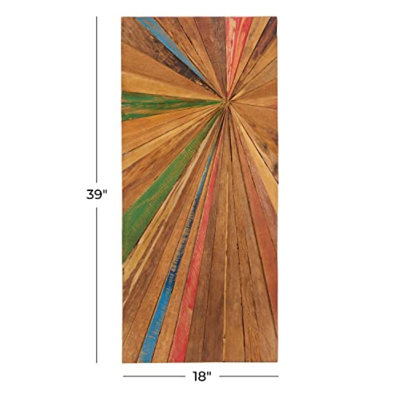 Deco 79 티크 목재 스타버스트 수제 방사형 벽 장식, 39