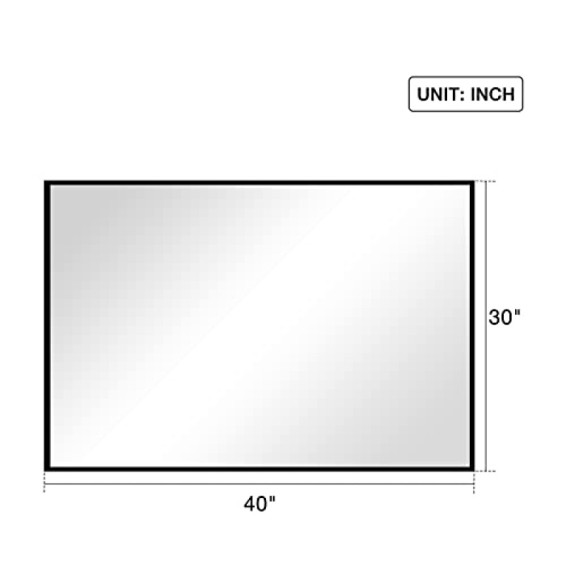 SILD 40 X 30 인치 직사각형 벽 거울, 검은 색 알루미늄 프레임 거울, 욕실 용 대형 장식 직사각형 거울, 벽걸이 형 수평 또는 수직, 정사각형 코너