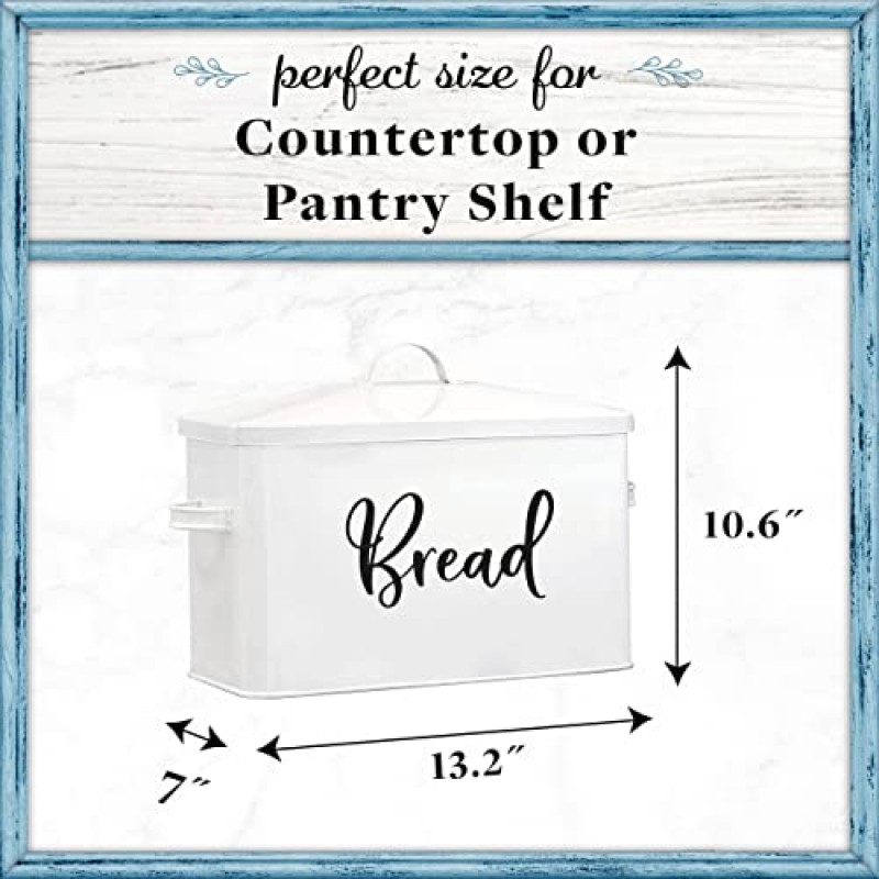 홈 에이커 디자인 빵 상자 - 대형 농가 장식 스타일 식품 저장실 조직 및 조리대용 보관 용기 - 소박한 주방 장식
