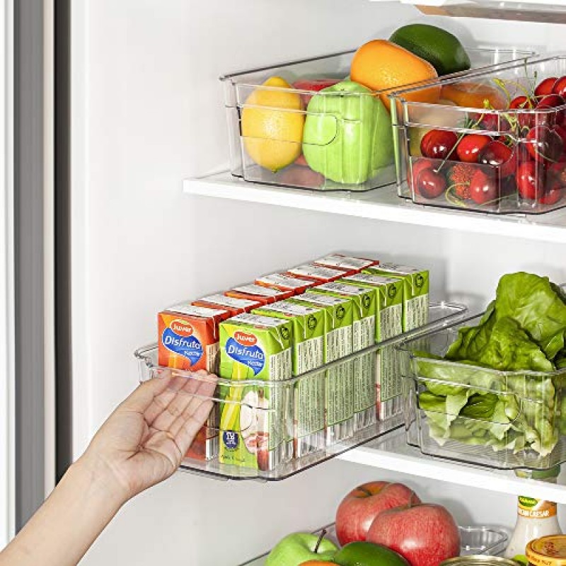 HOOJO 냉장고 정리함 - 냉장고, 냉동고, 주방 캐비닛, 식료품 저장실 조직, BPA 프리 냉장고 정리함, 12.5