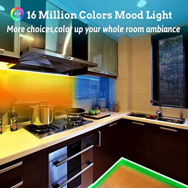 Tenmiro 65.6ft Led 스트립 조명, 침실, 주방, 가정 장식용 44 키 Ir 원격 Led 조명이 있는 울트라 긴 RGB 5050 색상 변경 LED 조명 스트립 키트