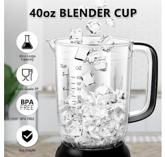 베어 블렌더, 2023 업그레이드 700W 셰이크 및 스무디 블렌더(주방용 40온스 조리대 블렌더 컵 포함), 얼음, 퓌레, 냉동 과일 분쇄를 위한 3단 속도, 자동 세척 기능