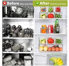 10팩 냉장고 식료품 저장실 정리함, 뚜껑이 있는 쌓을 수 있는 냉장고 통, 주방, 조리대, 캐비닛, 냉장고, 음료, 과일, 야채, 시리얼용 투명 플라스틱