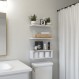WOPITUES 추가 큐브 선반이 있는 플로팅 선반, 금색 금속 레일이 있는 벽 장식용 선반, 침실, 욕실, 주방, 거실, 식물, 그림, 화장지용 벽 선반 - 흰색 금색