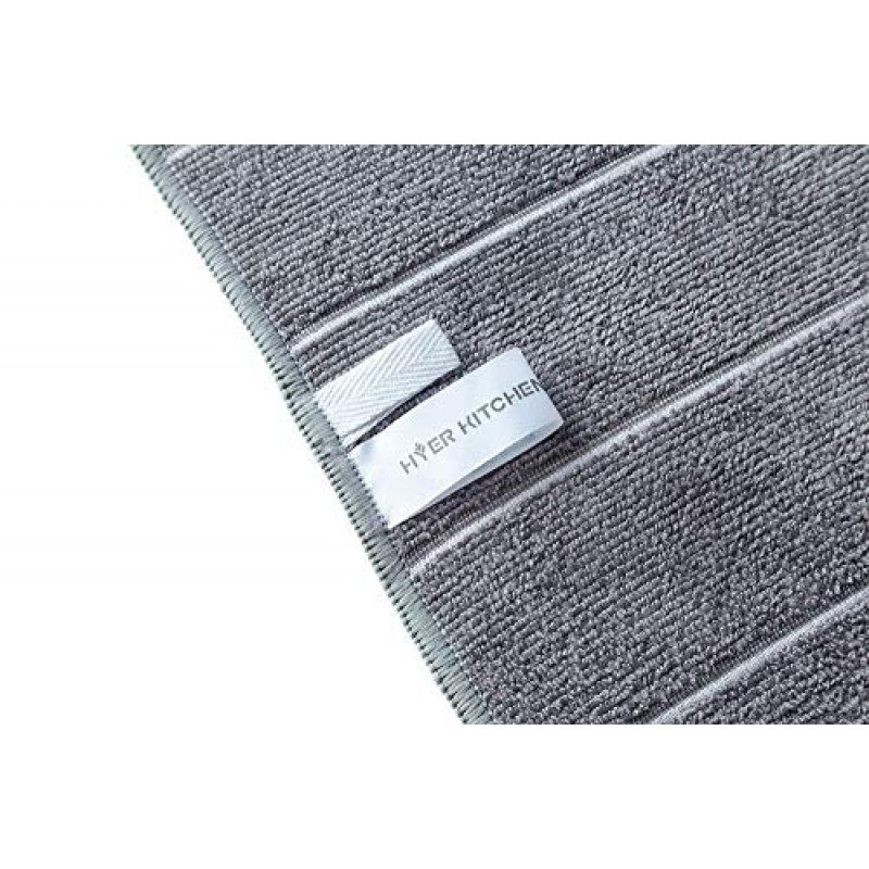 극세사 주방 타월 - 초흡수성, 부드럽고 단색의 접시 타월, 8팩(줄무늬 디자인의 회색 및 흰색 색상), 26 x 18인치