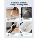 Hicozy 전기 스핀 스크러버 HS1, 4개의 교체 가능한 브러시 헤드가 있는 무선 샤워 스크러버 조정 가능한 확장 핸들, 욕실, 바닥, 타일, 주방용 전동 청소 브러시 ​​흰색