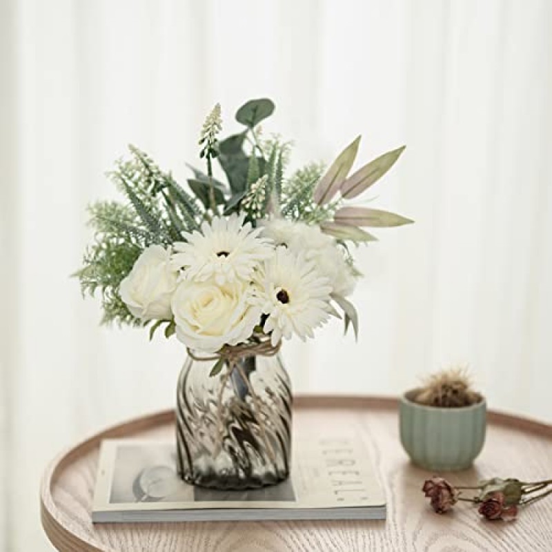 홈 장식을위한 꽃병에 Famigmo 인공 가짜 꽃, 홈 주방 센터 피스 커피 테이블 장식을위한 가짜 꽃